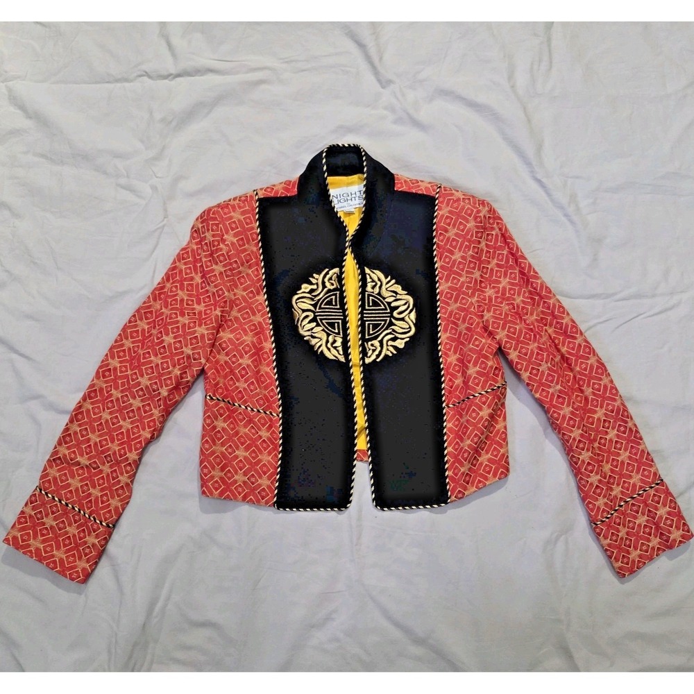 Night Lights Michael Calderon Designer Jacket Brocade Silk Women's Size 8 Asian